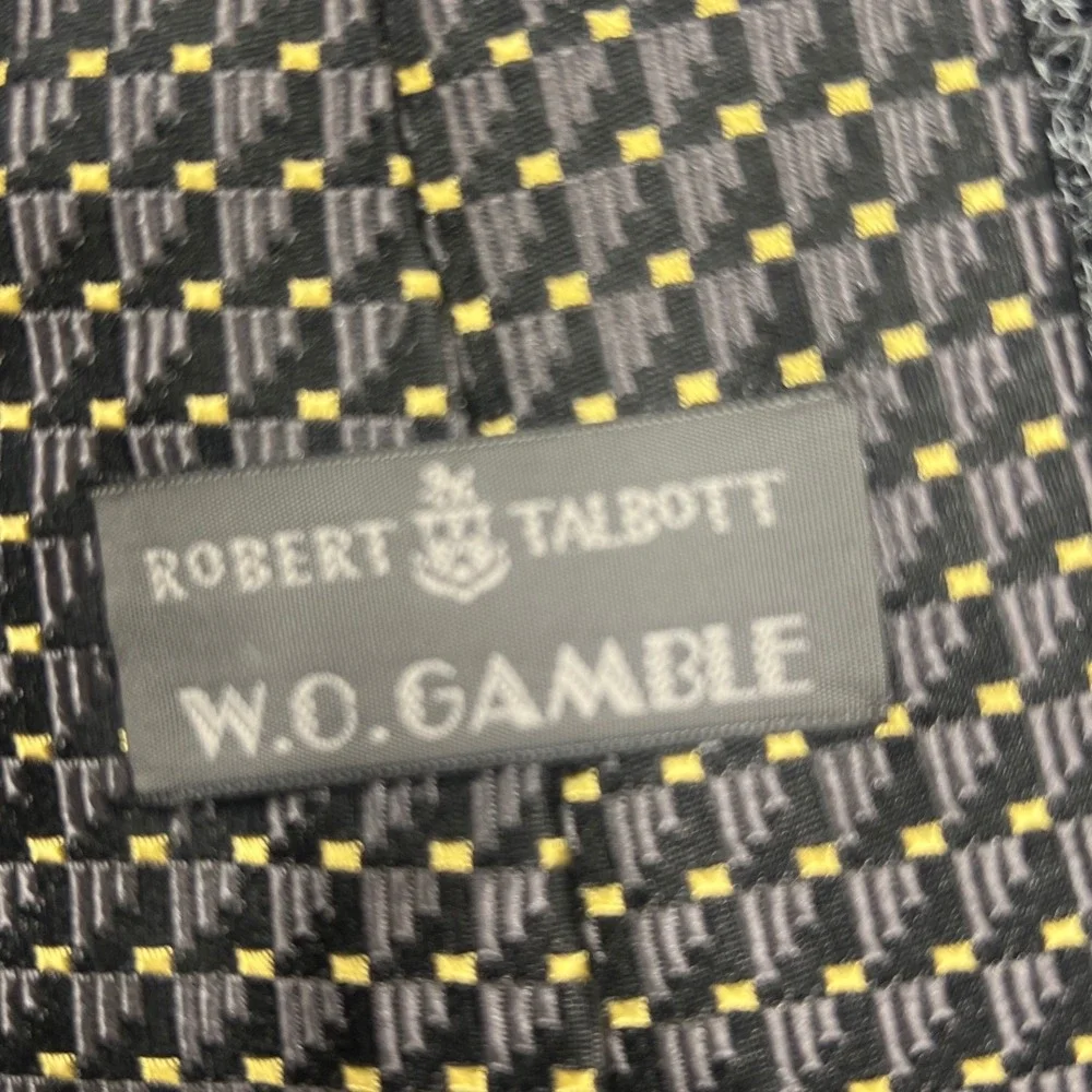 Robert Talbott Silk Tie Mens OS Grey Yellow Geometric W.O. Gamble Luxury USA